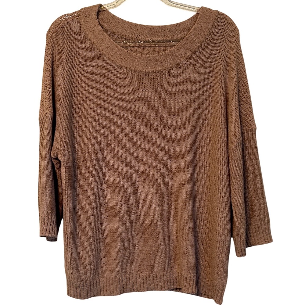 E & M‎ Womens Rust Brown Open Keyhole Back Textured Knit Sweater Medium